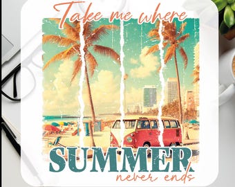 Summer Beach Scene DTF Transfer: Vacation 2025, Ready to Press
