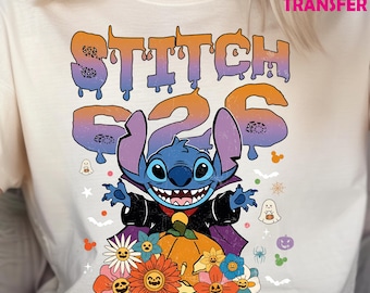 Halloween Stitch and Angel Iron on Transfer, Spooky Season Halloween Heat To Press, Disney Stitch Dtf, Spooky Stitch and Angel Dtf