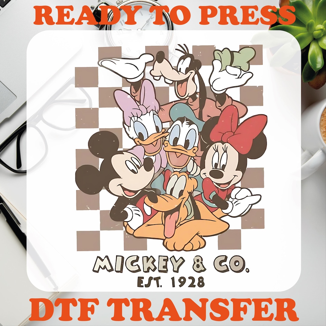 Retro Mouse and Friends Checkered DTF Transfer - Ready to Press - Etsy