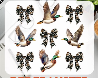 Camo Duck & Bow DTF Transfer - Ready to Press