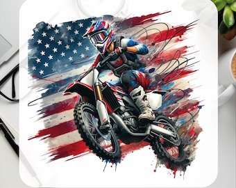 American Motorcycle DTF Transfer: Vintage USA Flag Biker Graphic - Ready To Press