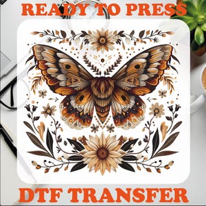 Boho Cottagecore Monarch Butterfly DTF Transfers, Colorful Butterfly Ready To Press, Butterfly with Flowers DTF Heat Press, Easy DIY Iron-On