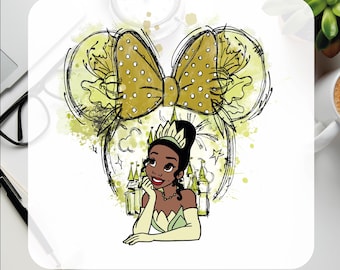 Watercolor Tiana Disney Princess DTF Transfer, Ready To Press