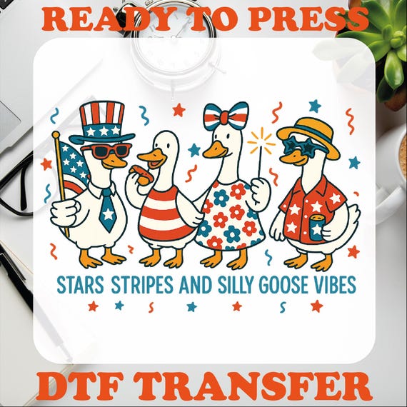 4th of July Goose DTF Transfer: Patriotic Coquette Heat Press