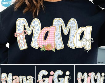 Coquette Mama Nana Gigi Mimi DTF Heat Transfer, Pastel Floral Mom Ready To Press
