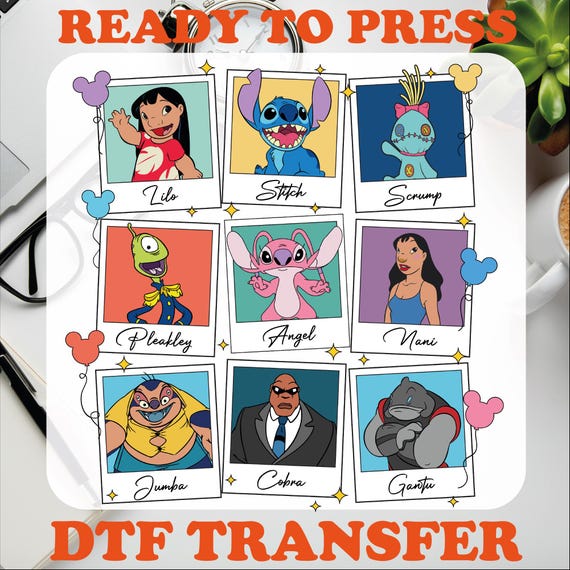 Lilo and Stitch Characters DTF Transfer, Disney Family Vacation - Etsy