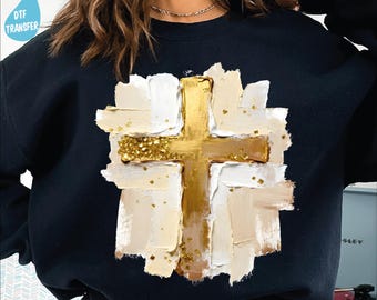 Jesus Is The Reason For A Season DTF, Oil Brushstroke Cross Heat Transfer