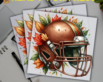 Autumn Football Helmet DTF Transfer, Ready To Press