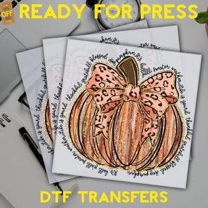 Thankful Coquette Pumpkin Dtf, Thanksgiving Ready To Press, Autumn Season Heat Transfer, Girly Fall Dtf, Leopard Pumpkin Coquette Dtf