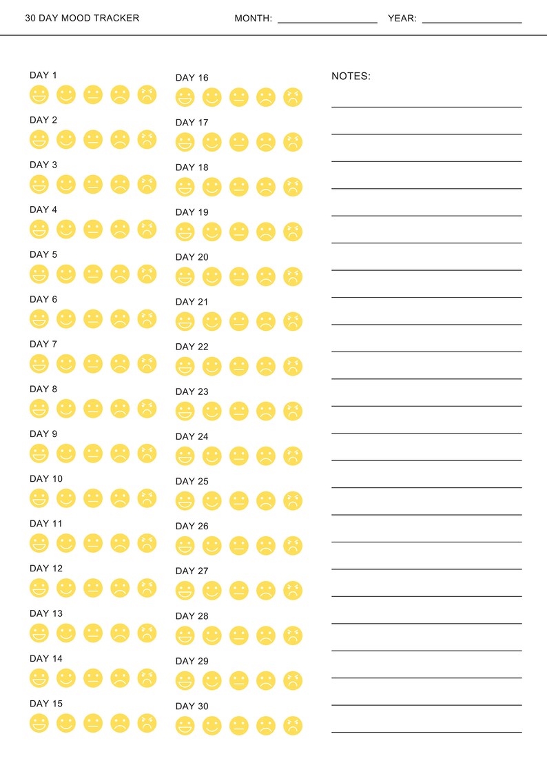Mood Tracker Printable, Mood Planner, Circular Mood Chart, Mood Track ...