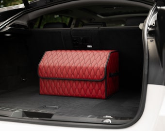 Custom Leather Car Trunk Organizer | Heavy Duty Auto Storage Bag, Cargo & Car Storage Solution
