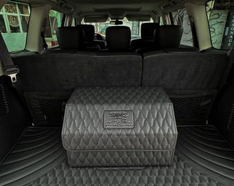 Custom Leather Car Trunk Organizer – Luxury Cargo Storage Box, Handmade Auto Boot Organizer for SUV & Sedan, Interior Storage Accessory