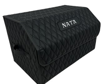 Custom Leather Car Trunk Organizer – Personalized Storage Box, Handmade Auto Organizer, Car Accessories Gift