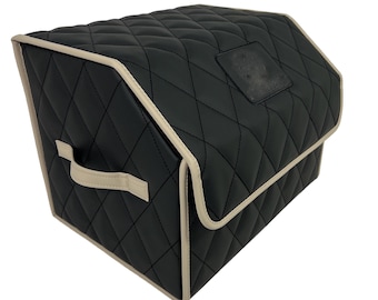 Car Organizer - Leather Auto Storage Bag - Trunk Organizer -  Car Storage - Heavy Duty Cargo Storage Box
