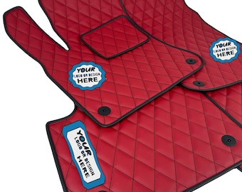 Custom Fitted Car Mats Red Set – Leather Floor Mats, Handmade for All Car Models