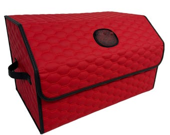 Custom Leather Car Trunk Organizer – Handmade Luxury Storage Bag, Personalized Auto Cargo Organizer