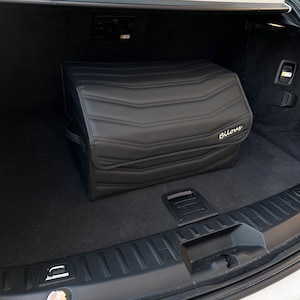 Organizador de maletero de coche, caja de almacenamiento de carga portátil de cuero resistente, organizador de maletero