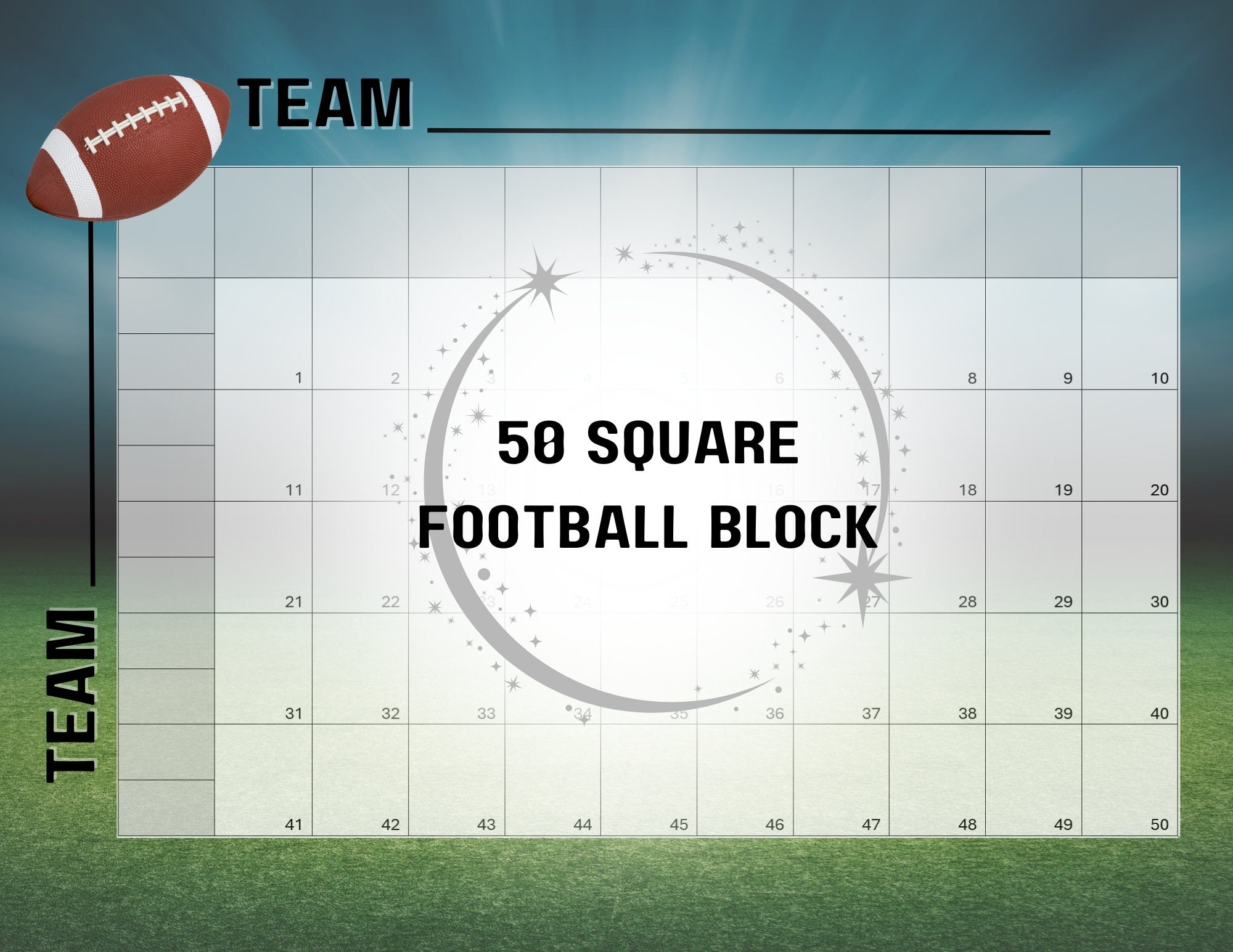 Printable Super Bowl Squares, 50 Grid Pool, Football Party, Tailgate - Etsy