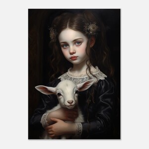 Girl, Goat, Cult, Victorian, Gothic, Dark, Painting, Art, Print, Poster