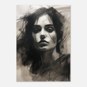 Woman, Girl, Sketch, Charcoal, Drawing, Art Poster Print