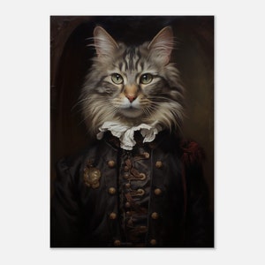 Cat, Portrait, Dressed, Victorian, Gothic, Dark, Painting, Art, Print, Poster