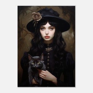 Witch, Black Cat, Victorian, Gothic, Dark, Painting, Art, Print, Poster