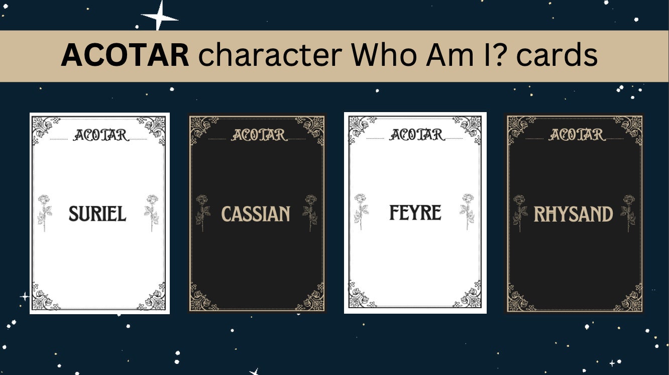 A Court of Thorns and Roses Who Am I? Character Cards | Book Club activity | Digital Download | Printable
