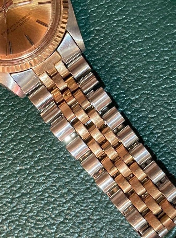 Rolex Datejust 40mm Silver Pink Gold Leather