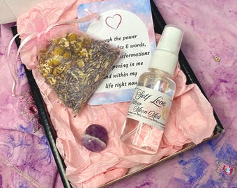 Self Care Gift Box: Pillow Mist, Dream Bag, Amethyst Crystal