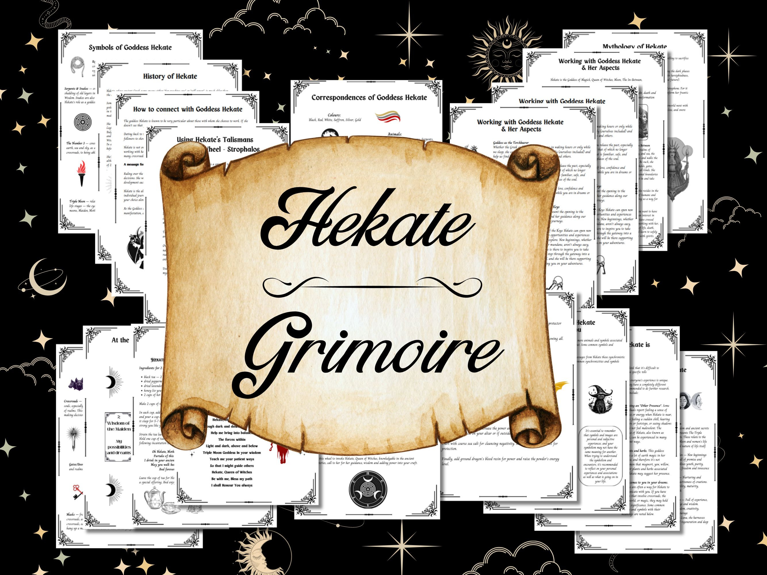 Goddess Hekate Grimoire Pages, Hecate Book of Shadows, Printable PDF, Connect and work with Hekate Triple Moon Goddess, Queen of Witches