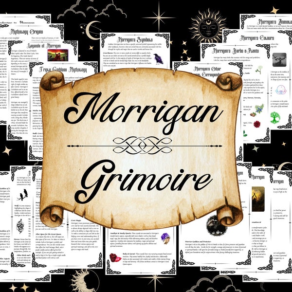 Goddess Morrigan Grimoire Pages, The Morrigan Book of Shadows, Printable PDF, Connect with Morrigan, Celtic Goddess of War, Digital Download
