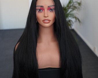 Black Lace Front Wig for Women | Luxury Wig for Women | Cosplay Wigs , Natural Black Wig Straight Wig  Drag Queen Wig Halloween Costume Wig