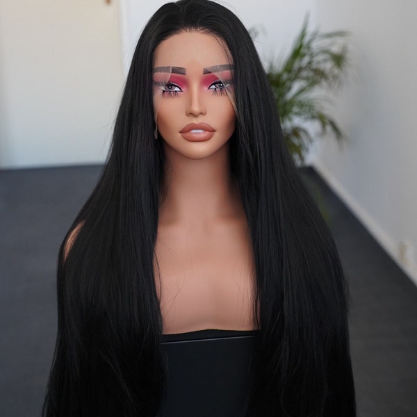 Black Lace Front Wig for Women | Luxury Wig for Women | Cosplay Wigs , Natural Black Wig Straight Wig  Drag Queen Wig Halloween Costume Wig