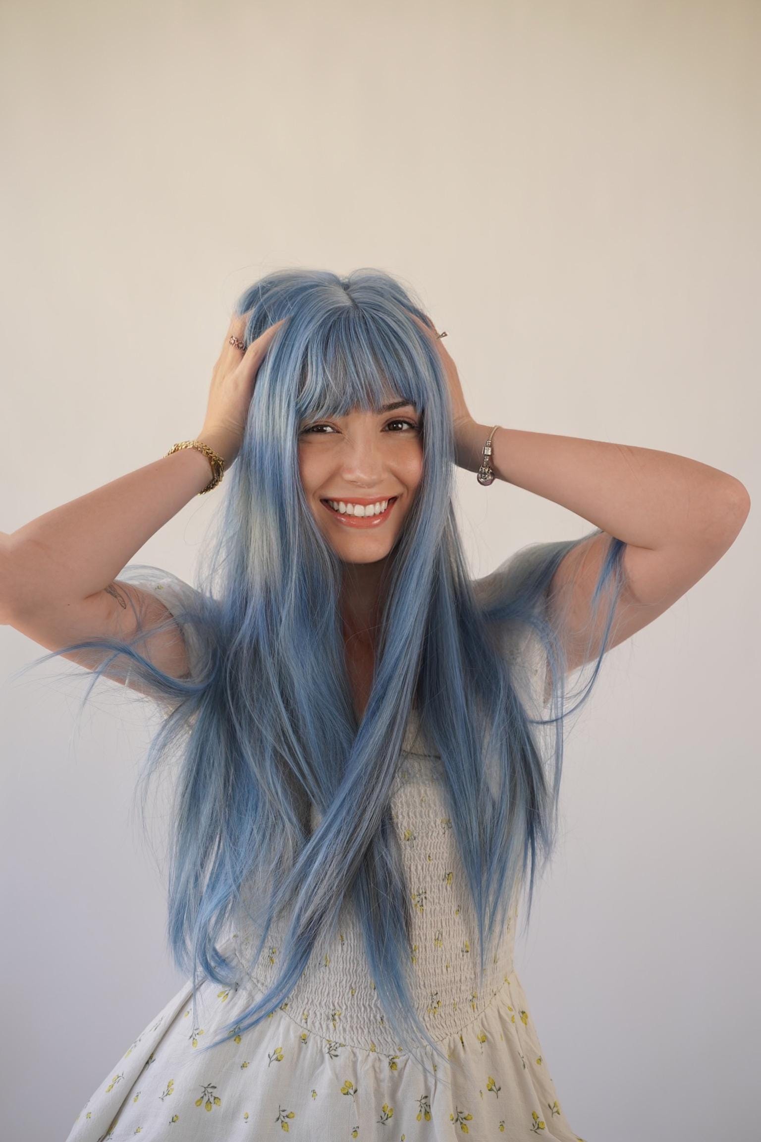 Long Blue Wig With Bangs - Etsy display picture 3