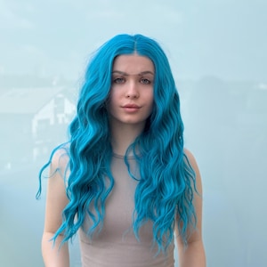 Blue Lace Front Wigs Blue Wigs Wavy Long Wig Halloween Cosplay Wig