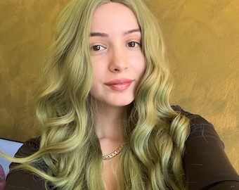 Long Green Wavy Wig Cosplay Halloween Party Wigs 28 inch