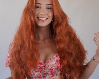 Ginger Red Wavy 13x4 Lace Front Wig Cosplay Merida Wig