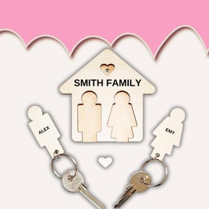 Personalized Wooden Couple Keychains for Him and Her - Housewarming Gift for New Home, Couple Keychain Gift for Anniversary