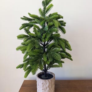 Faux Norfolk Pine Tree in Cement Pot, Mini Christmas Tree, Small Tabletop Tree, Holiday Fall Winter Decor, Artificial Pine, Faux Fir Tree