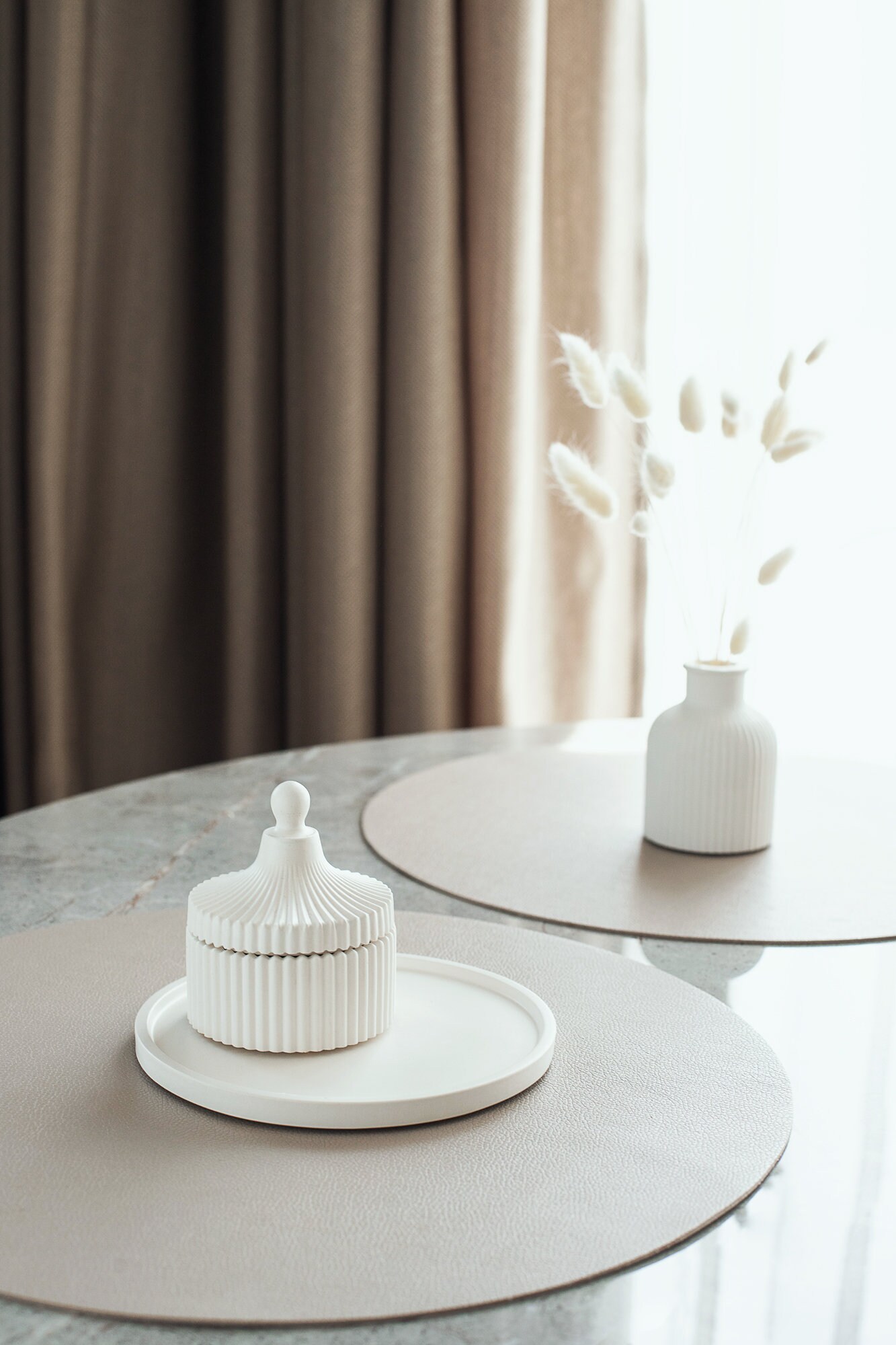 Plateau Rond Décoratif Blanc 30cm - En Métal, Pour Bougies, Bijoux, Décoration Table