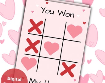 You Won My Heart - Valentinstag Karte, Geschenk für Ihn, Geschenk für Sie, Jubiläums Karte, Liebeskarte, Sofort Download, 130 x 180 und 100 x 180