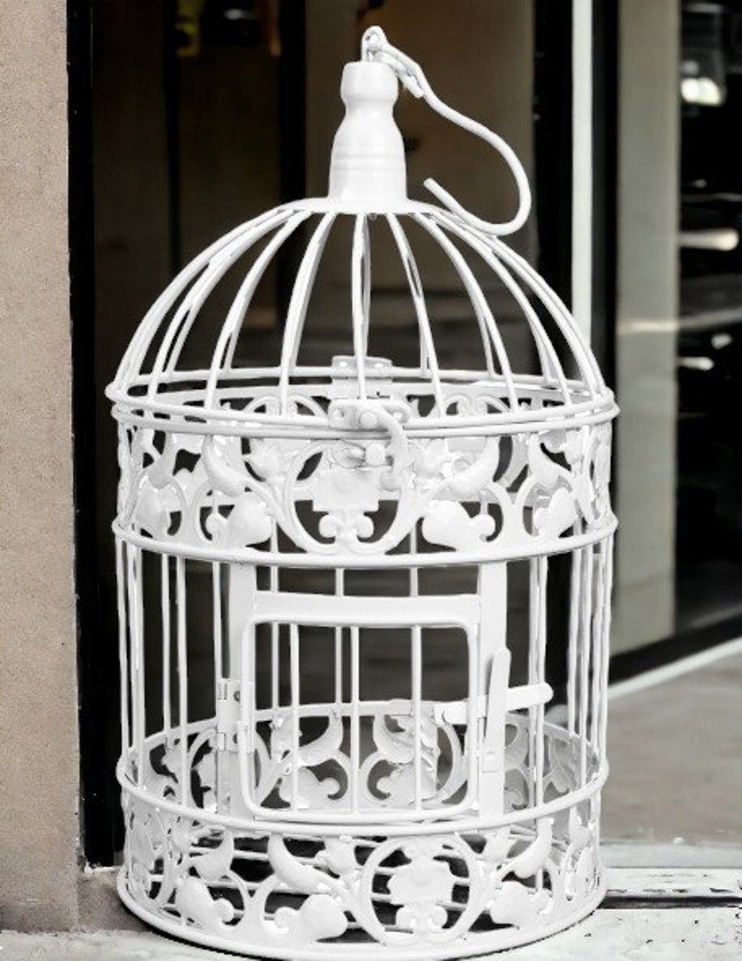 Metal Bird Cage Garden Decoration Vintage White Bird Metal Cage for