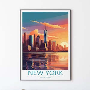 New York Poster Wandbild Wanddekoration | New York Reiseposter Print Illustration Wandkunst | Amerika Poster Trip | Geschenk für Freunde