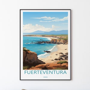 Fuerteventura Póster Mural Decoración de Pared | Fuerteventura Travel Poster Print Ilustración Arte de pared | Cartel de España /Regalo para amigos