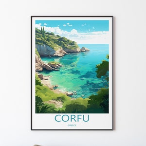 Corfu Poster Wall Art | Corfu Travel Poster Print Illustration Wall Art | Greece Travel Poster | Gift for Friends