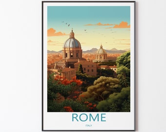 Rome Poster Wall Art | Rome Travel Poster Print Illustration Wall Art | Italy Vintage Poster Print | Gift for Friends