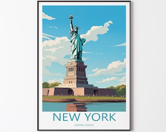 New York Poster Mural Wall Decoration | New York Travel Poster Print Illustration Wall Art | America Poster Print | Gift for Friends