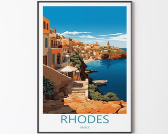 Rhodes Poster Mural Wall Decoration | Rhodes Travel Poster Print Illustration Wall Art | Greece Travel Poster | Gift for friends