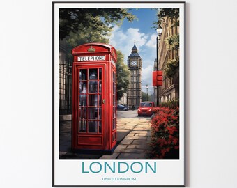 London Poster Mural Wall Decoration | London Travel Poster Print Illustration Wall Art | England Travel Poster Print | Gift for Friends
