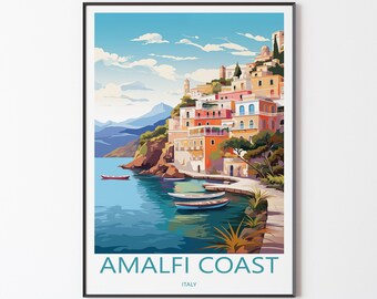 Poster da parete Amalfi | Stampa di poster di viaggio sulla Costiera Amalfitana | Stampa di poster dell'Italia | Regalo per gli amici